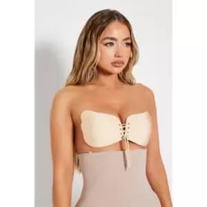 I Saw It First Lace Up Stick On Enhancing Bra - Brown