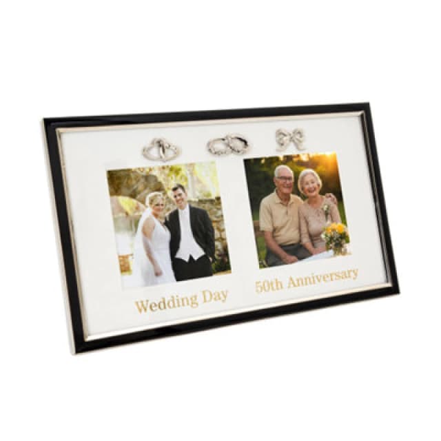 Happy Homewares 50Th Anniversary & Wedding Frame With Silver & Black Icons