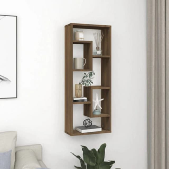 Vidaxl Wall Shelf Brown Oak 36X16X90 Cm Engineered Wood, Brown 815848