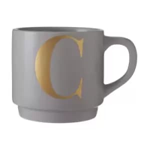 Grey Porcelain C Alphabet Mug