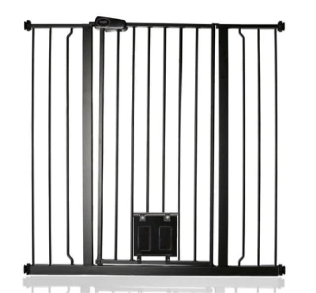 Bettacare Pet Gate With Lockable Cat Flap, 100.8Cm - 108.4Cm, Black, 104Cm In Height