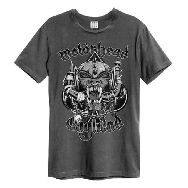 Amplified Amplified Men Snaggletooth Crest Motorhead T-Shirt in Charcoal Size: Small Charcoal S Male 5063470045297