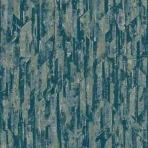 Grandeco Imperia Textured Teal Gold Wallpaper