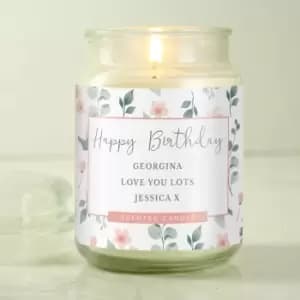 Personalised Floral Lidded Scented Jar Candle