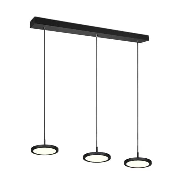 Tray Modern 3 Light Bar Pendant Ceiling Light Black Matt 3000K