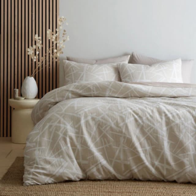 Appletree Otto Textured Geometric Duvet Cover Bedding Set Natural