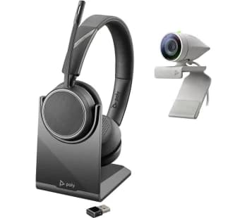 Poly Studio P5 Full HD Webcam & Voyager 4220 UC Bundle Wireless Headphones