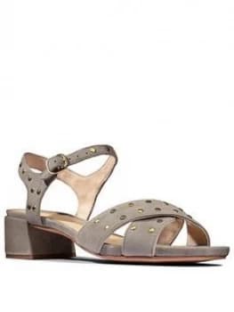 Clarks Sheer35 Strap Leather Block Heel Sandal - Sage