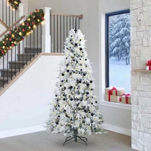Vidaxl Artificial Hinged Christmas Tree White 240 Cm Pe And Pvc