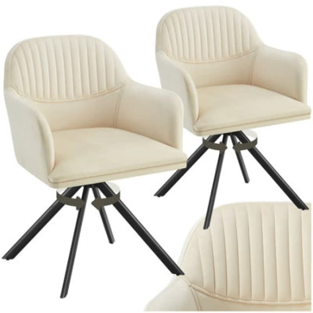 tectake Armchair Lona Set Of 2 - Cream/Black in Cream Size: 2 Pack Cream Unisex 2 Pack