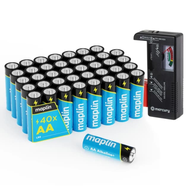 Maplin Maplin 40x AA LR6 7 Year Shelf Life High Performance 1.5V Alkaline with Universal Battery Tester 441PAM+TESTER