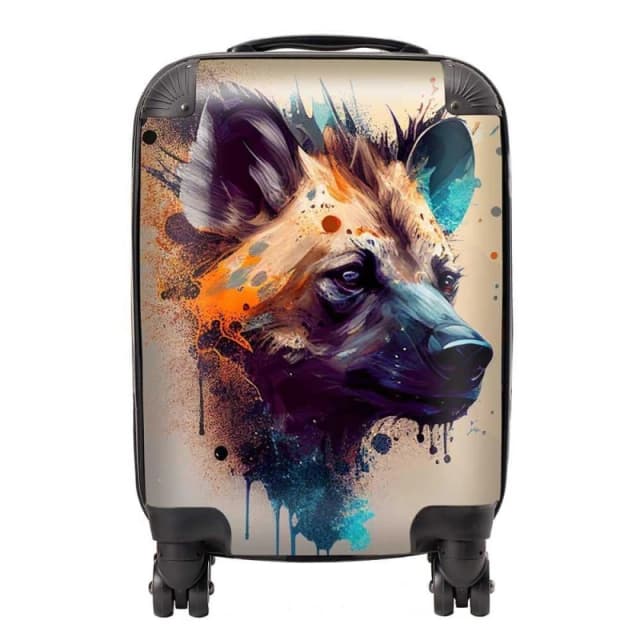 Warren Reed - Designer Hyena Face Splashart Light Background Suitcase in Brown Size: Large Brown Unisex Large