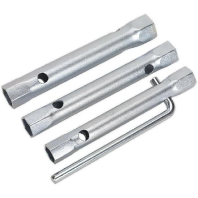 Loops 3 Piece Double Ended Long Reach Spark Plug Spanner Set - L-Bar - Storage Pouch Multi