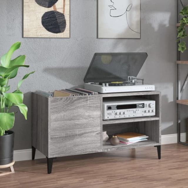 VIDAXL Record Cabinet Grey Sonoma 84.5x38x48cm Engineered Wood Vidaxl 8720845878610