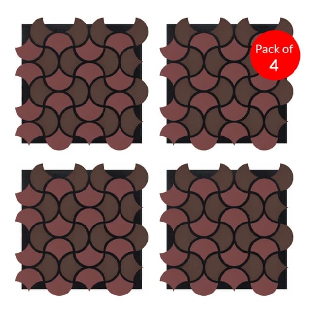 ENER-J Wave Arc Design Acoustic Wall Panel Soundproof PET MDF (Pack of 4) in Dark Brown Dark Brown Unisex