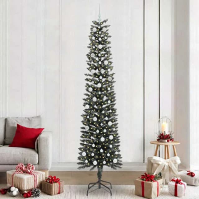 vidaXL Artificial Christmas Tree with 300 LEDs, White Balls Green 58 x 58 x 240 cm, Green 3395967
