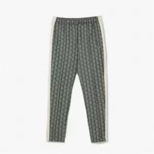 Mens Lacoste Monogram Print Trackpants Size 3 - S Green / Beige