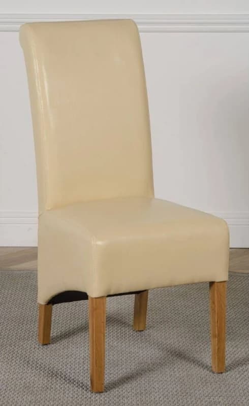 Thats Furniture Montana Leather Dining Chairs for Dining Room or Kitchen in Cream Cream Unisex