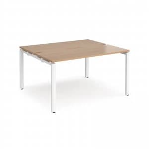 Adapt II Back to Back Desk s 1400mm x 1200mm - White Frame Beech top