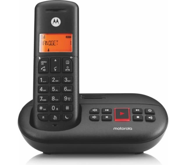 MOTOROLA E211 Cordless Phone - Single Handsets, Black 5055374716960