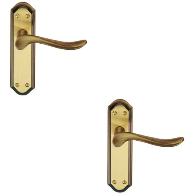Loops 2x PAIR Curved Handle on Sculpted Latch Backplate 180 x 48mm Florentine Bronze Multi
