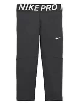 Nike Girls Nike Pro Capri Tight - Black/White, Size Xs=6-8 Years