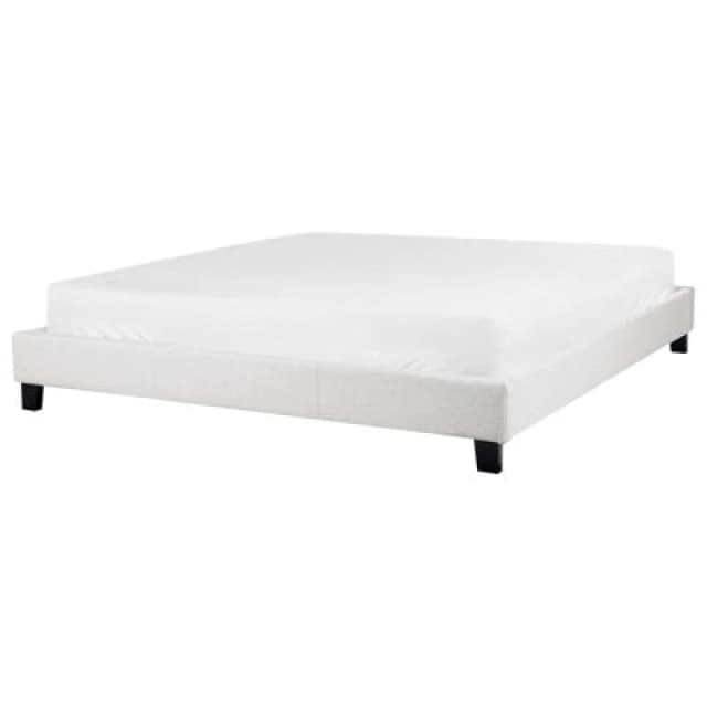 Beliani Bed Without Headboard Fabric Roanne 180 X 200 Cm (Eu Super King) Light Grey