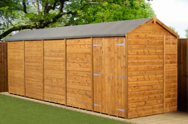 Empire Sheds Empire Modular Apex 6X20 Dipped Treated Tongue And Groove Wooden Garden Shed Double Door (6' X 20' / 6ft X 20ft) (6X20)