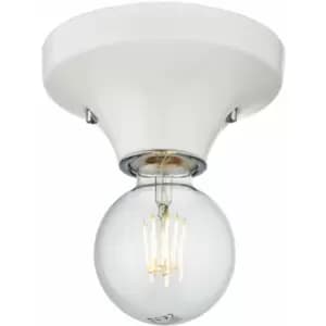 Gloss White Ceramic Bathroom Wall & Ceiling Light - IP44 Rated - Low Profile