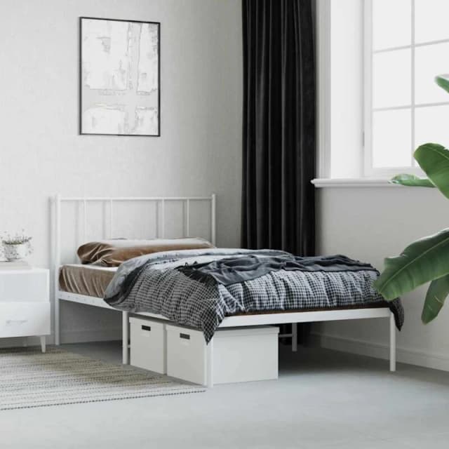 VIDAXL Metal Bed Frame without Mattress with Headboard White 75x190cm Vidaxl 8720845788926