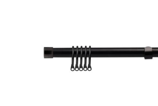 16-19mm Fenton Extendable Metal Curtain Pole Set Black 120-210Cm