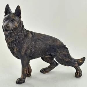 German Shepherd Alsatian Standing Cold Cast Bronze Sculpture 18cm