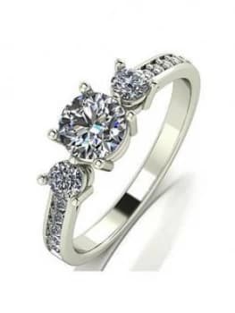 Moissanite 9Ct White Gold 1Ct Equivalent Trilogy Ring
