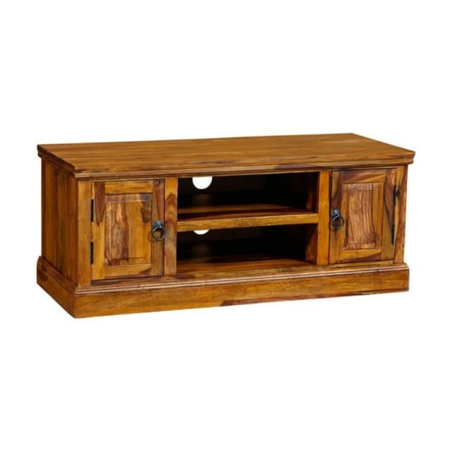 Jaipur Furniture Ltd Ganga Medium Plazma TV Cabinet - Sheesham Wood - L45 x W125 x H45cm - Honey Dark Finish in Brown Brown Unisex