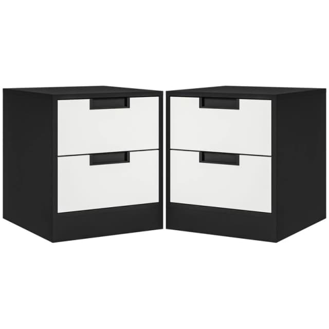 HOMCOM 2 Drawer Bedside Tables Set Of 2 With Storage Nightstands For Bedroom 831-743V80WT