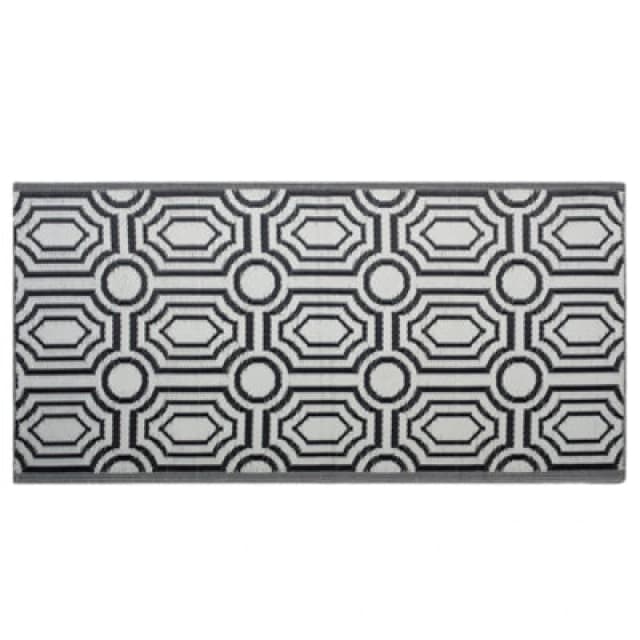 Beliani Outdoor Rug Bidar Black 90 X 180 Cm Reversible