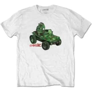 Gorillaz - Green Jeep Unisex XX-Large T-Shirt - White