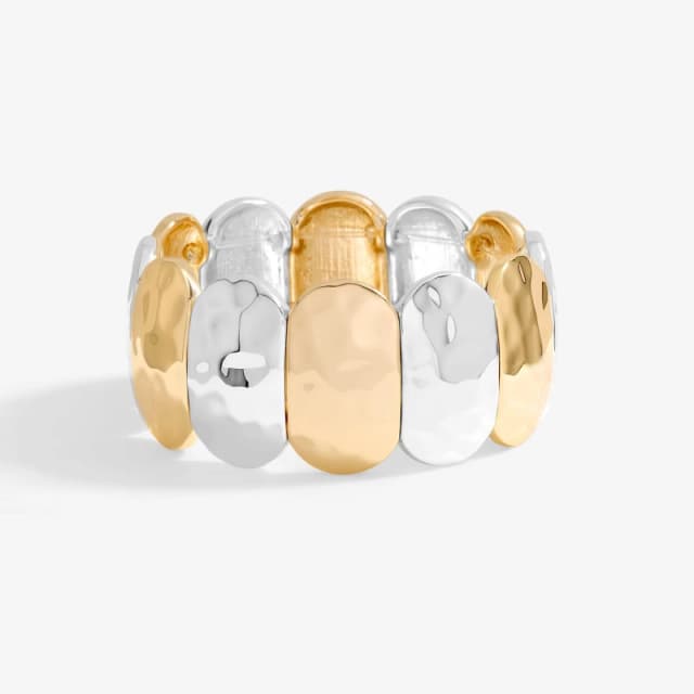 Mood Two Tone Hammered Stretch Bracelet Multi