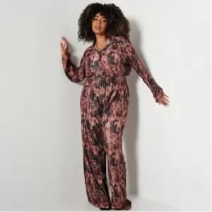 I Saw It First Plus Size Smudge Print Plisse Co-Ord - Brown