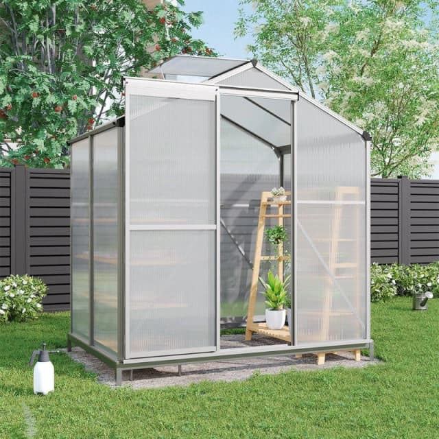 Breeins Outdoor 6x4fts Aluminium Greenhouse with Vent - White White L