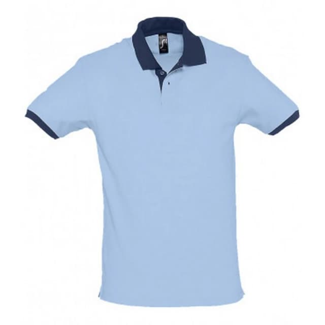 SOL'S Mens Prince Contrast Pique Short Sleeve Cotton Polo Shirt in Mid Blue Size: Small Mid Blue Male S