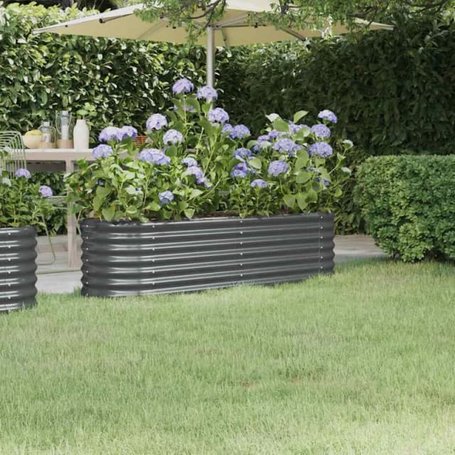 VIDAXL Garden Raised Bed Powder-coated Steel 152x40x36cm Anthracite Vidaxl 8720286855744