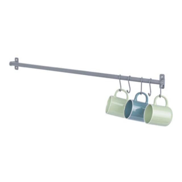 LIVIVO Hanging Rail with 5 'S' Hooks - (79cm) Grey