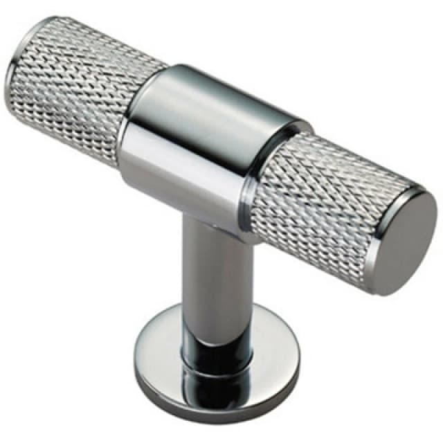 Loops Knurled Cupboard T Shape Pull Handle 50 x 13mm Polished Chrome Cabinet Handle Multi unisex