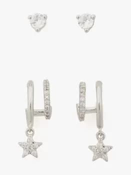 Starring Star Huggies & Studs Set - Clear/Silver. - One Size