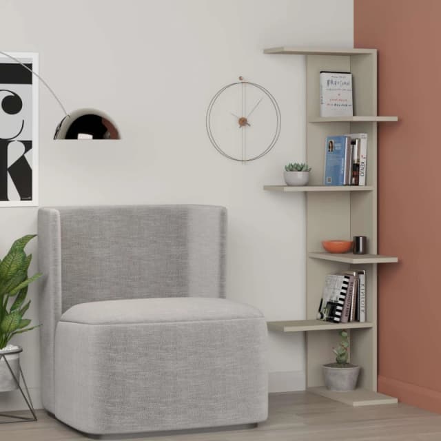 Decortie Saso' Modern Corner Bookcase Display Unit 141cm in Beige Size: 1 Pack Beige Unisex 1 Pack