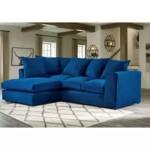 Mirana Modern Plush Velvet Corner LHF Sofa - Blue - Blue