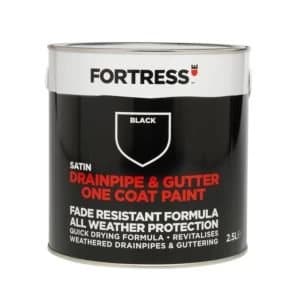 Fortress Black Satin Drainpipe Gutter Paint 2.5L