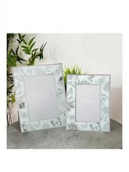 Set 2 Glass Butterfly Photo Frames