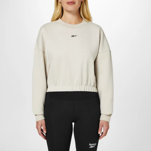 Reebok Dreamblend Cotton Midlayer Sweatshirt Womens Gym Top - Beige Beige 4